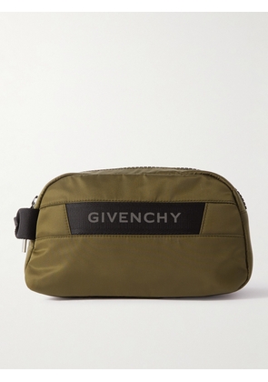 Givenchy - G-Trek Logo-Print Webbing-Trimmed Shell Wash Bag - Men - Green