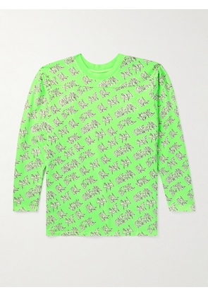 ERL - Printed Cotton-Jersey T-Shirt - Men - Green - S