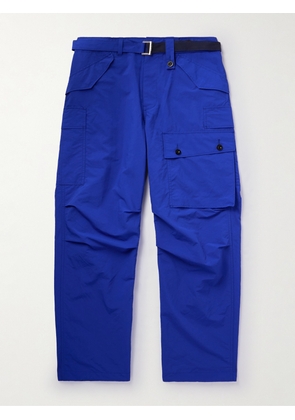 Sacai - Straight-Leg Belted Shell Cargo Trousers - Men - Blue - 1