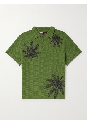 LOEWE - Paula's Ibiza Embroidered Crocheted Cotton Polo Shirt - Men - Green - S