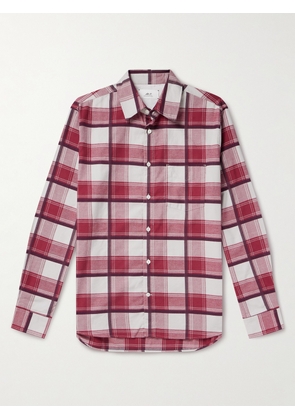 Mr P. - Checked Cotton-Flannel Shirt - Men - Burgundy - XS
