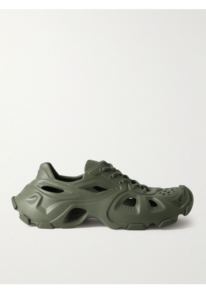 Balenciaga - HD Logo-Debossed Cutout Rubber Sneakers - Men - Green - EU 39