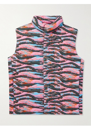 ERL - Printed Quilted Cotton-Jacquard Down Gilet - Men - Pink - S