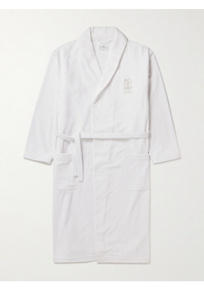 Brunello Cucinelli - Logo-Embroidered Linen-Trimmed Cotton-Terry Robe - Men - White - S