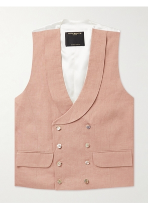Favourbrook - Sidmouth Slim-Fit Shawl-Collar Double-Breasted Linen Waistcoat - Men - Pink - UK/US 36