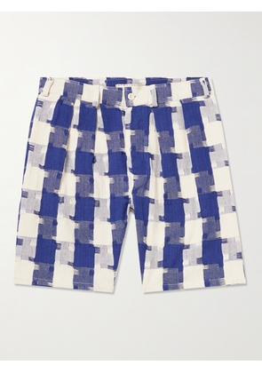 SMR DAYS - Mastella Straight-Leg Cotton-Jacquard Shorts - Men - Blue - S