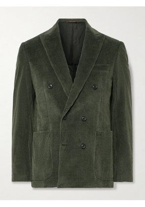 Canali - Kei Unstructured Double-Breasted Cotton-Blend Corduroy Suit Jacket - Men - Green - IT 46