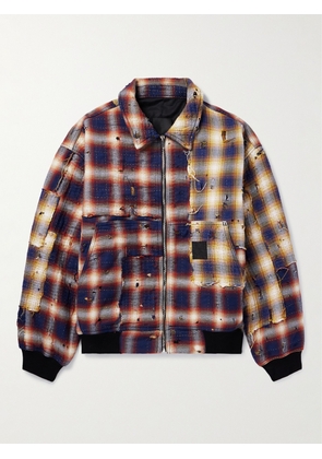Givenchy - Checked Distressed Cotton-Flannel Bomber Jacket - Men - Multi - XS