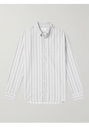 Mr P. - Button-Down Collar Striped Cotton and Wool-Blend Shirt - Men - Gray - XS