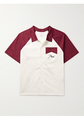 Rhude - Camp-Collar Two-Tone Logo-Embroidered Cotton-Poplin Shirt - Men - White - XS