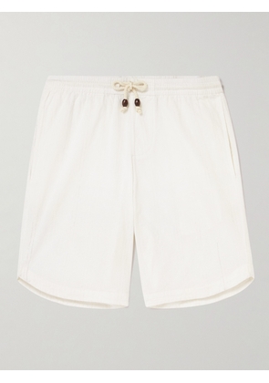 SMR DAYS - Hiri Straight-Leg Striped Cotton-Voile Drawstring Shorts - Men - White - S