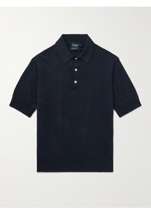 Drake's - Linen and Cotton-Blend Polo Shirt - Men - Blue - XS