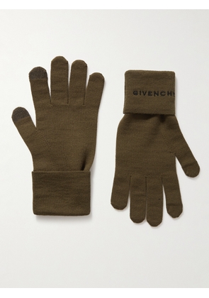 Givenchy - 4G Logo-Embroidered Wool Gloves - Men - Green