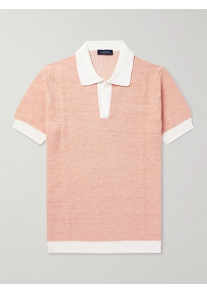 Thom Sweeney - Cotton and Linen-Blend Piqué Polo Shirt - Men - Orange - XS