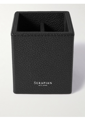 Serapian - Cachemire Logo-Print Full-Grain Leather Pen Pot - Men - Black