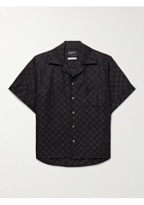 Enfants Riches Déprimés - Camp-Collar Checked Wool and Silk-Blend Jacquard Shirt - Men - Black - S