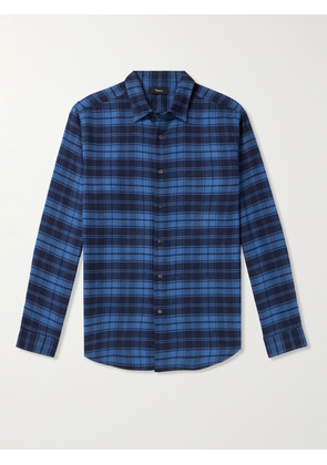 Theory - Irving Checked Cotton-Flannel Shirt - Men - Blue - XS