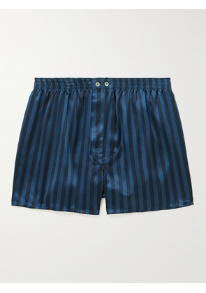Derek Rose - Brindisi Striped Silk-Satin Boxer Shorts - Men - Blue - S