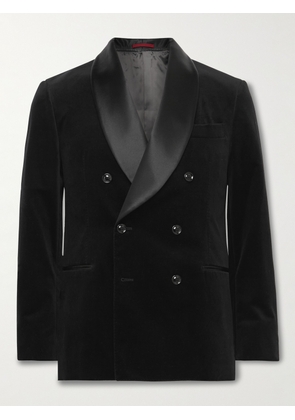 Brunello Cucinelli - Slim-Fit Shawl-Collar Double-Breasted Cotton-Velvet Tuxedo Jacket - Men - Black - IT 46