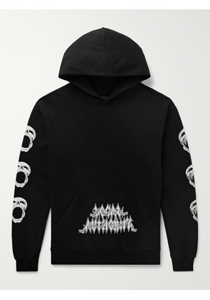 Local Authority LA - Stack Skull Printed Canvas-Panelled Cotton-Jersey Hoodie - Men - Black - S