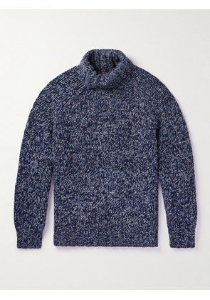 Brunello Cucinelli - Ribbed Virgin Wool, Cashmere and Silk-Blend Rollneck Sweater - Men - Blue - IT 46