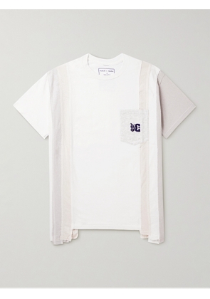 Needles - 7Cut Logo-Embroidered Jersey T-Shirt - Men - White - S
