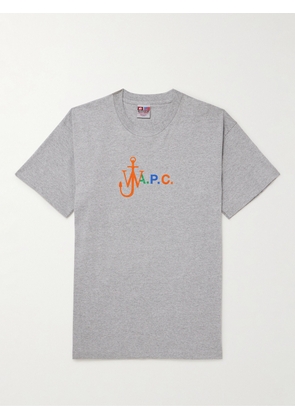 A.P.C. - JW Anderson Anchor Logo-Print Cotton-Jersey T-Shirt - Men - Gray - XS