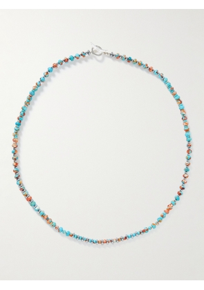 Mikia - Silver and Hematite Beaded Necklace - Men - Blue