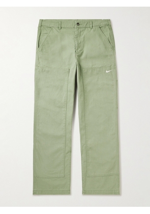 Nike - Straight-Leg Logo-Embroidered Cotton-Canvas Trousers - Men - Green - UK/US 28