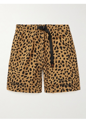 Wacko Maria - Gramicci Straight-Leg Belted Leopard-Print Nylon Shorts - Men - Neutrals - S