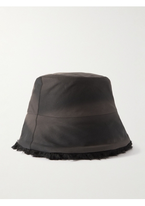 JiyongKim - Sun-Bleached Faux Fur-Trimmed Cotton-Blend Bucket Hat - Men - Black