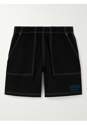 SATURDAYS NYC - Nathan Straight-Leg Logo-Embroidered Nylon Shorts - Men - Black - S