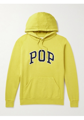Pop Trading Company - Arch Logo-Appliquéd Cotton-Jersey Hoodie - Men - Yellow - S