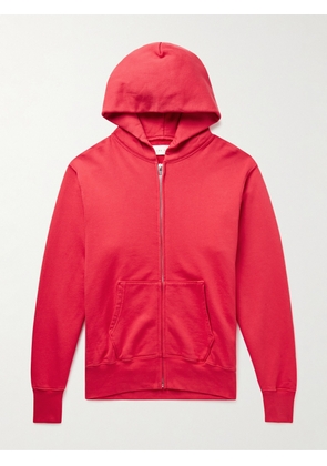 Les Tien - Garment-Dyed Cotton-Jersey Zip-Up Hoodie - Men - Red - S