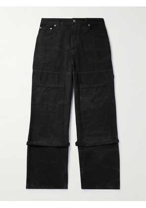 Off-White - Wide-Leg Garment-Dyed Cotton-Canvas Trousers - Men - Black - S