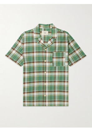Folk - Camp-Collar Checked Cotton Shirt - Men - Green - 1