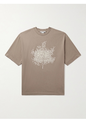 Acne Studios - Logo-Flocked Cotton-Jersey T-Shirt - Men - Neutrals - XS