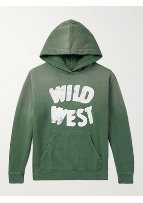 One Of These Days - Wild West Printed Cotton-Jersey Hoodie - Men - Green - S