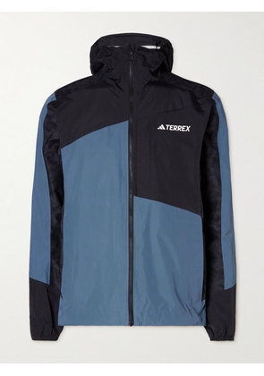 ADIDAS SPORT - Terrex Xperior Hybrid RAIN.RDY Paneled Recycled-Shell Hooded Jacket - Men - Blue - S