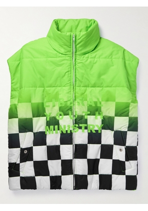 LIBERAL YOUTH MINISTRY - Printed Checked Shell Down Gilet - Men - Green - S