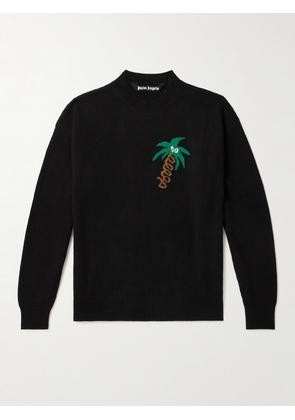 Palm Angels - Sketchy Palm Tree Intarsia-Knit Sweater - Men - Black - S