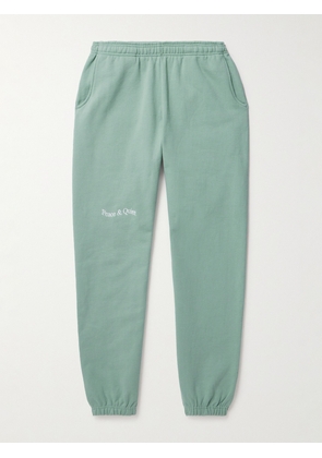 Museum Of Peace & Quiet - Wordmark Tapered Logo-Embroidered Cotton-Jersey Sweatpants - Men - Green - XS