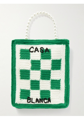 Casablanca - Mini Logo-Embroidered Crocheted Cotton Tote Bag - Men - Green