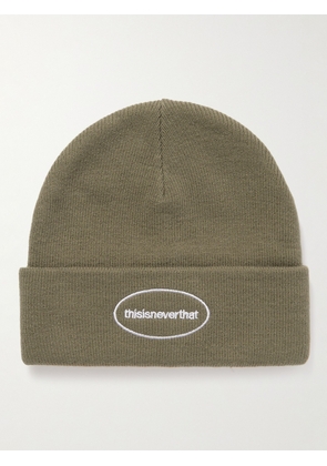 thisisneverthat - E/T Logo-Embroidered Ribbed-Knit Beanie - Men - Green