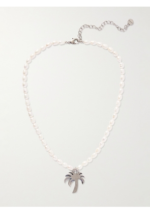 Palm Angels - Silver Faux Pearl Pendant Necklace - Men - Silver