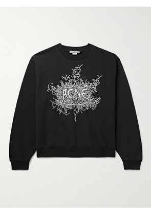 Acne Studios - Logo-Flocked Cotton-Jersey Sweatshirt - Men - Black - XS