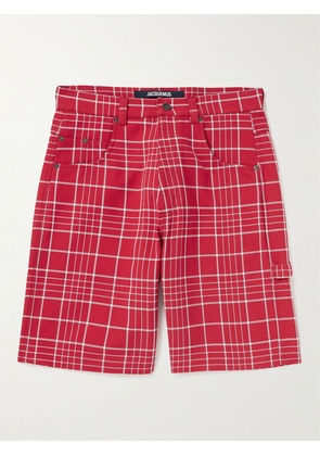 Jacquemus - Le Panni Straight-Leg Checked Cotton-Canvas Shorts - Men - Red - IT 46