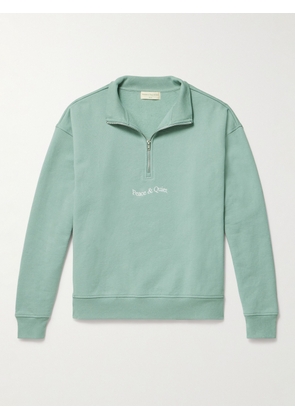 Museum Of Peace & Quiet - Wordmark Logo-Embroidered Cotton-Jersey Half-Zip Sweatshirt - Men - Green - S