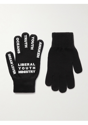 LIBERAL YOUTH MINISTRY - Logo-Appliquéd Stretch-Knit Gloves - Men - Black