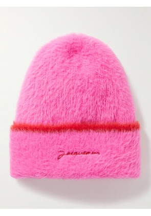 Jacquemus - Neve Logo-Embroidered Brushed-Knit Beanie - Men - Pink
